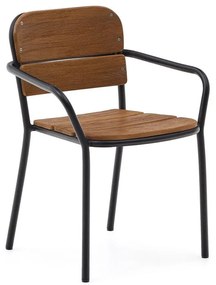 Čierno-hnedá dreveno-kovová záhradná stolička Algueret – Kave Home