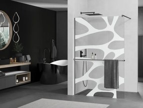 Mexen Kioto+, sprchová zástena Walk-In s poličkou a vešiakom 80 x 200 cm, 8mm číre sklo biely vzor, grafitový profil, 800-080-121-95-97