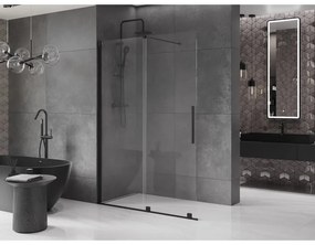 Mexen Velar, posuvné dvere do otvoru typ Walk-In 160 cm, 8mm číre sklo, čierna matná, 871-160-000-03-70
