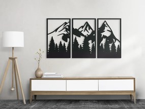 drevko Viacdielny obraz Vrchy nad lesom Rozmer obrazu: 35 x 65 cm, Farba dekorácie: Čierna