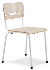Školská stolička SCIENTIA, široké sedadlo, V 460 mm, biela/jaseň