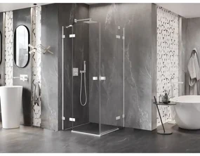 Mexen Lunar Duo, výklopný sprchový kút 85 x 85 cm, 8mm číre sklo, biely profil, 834-085L-085P-20-00
