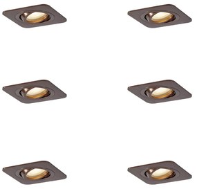 Sada 6 zaoblených zapustených bodových svetiel tmavý bronz GU10 50mm IP44 - Alberto