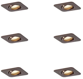 Sada 6 zaoblených zapustených bodových svetiel tmavý bronz GU10 50mm IP44 - Alberto