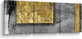 Obraz - Zlaté štvorce N⁰2 (s hodinami) (90x30 cm)