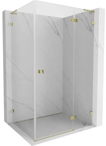Mexen Lunar, L pravý výklopný sprchový kút 75 x 70 cm, 8mm číre sklo, zlatý profil, 834L-075-070-50-00-P