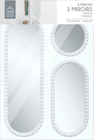 Zrkadlo Pebble, biele, sada 3ks