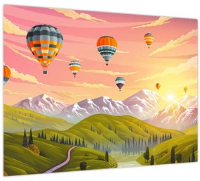 Obraz balónov nad krajinou (70x50 cm)