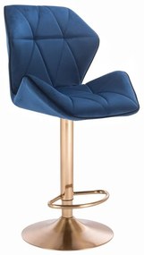LuxuryForm DESIGN Barová stolička MILANO MAX VELUR na zlatom tanieri - modrá