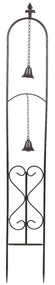 Tmavý kovový stojan s zvončekom na popínavej kvety - 20 * 7 * 140 cm