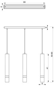 Luster na lanku JOKER 3xGU10/25W/230V modrá/zlatá