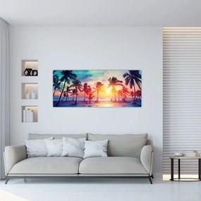 Obraz - Tropický západ slnka (120x50 cm)