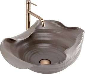 Rea Handmade Art, keramické umývadlo na dosku 500x380x190 mm, hnedá-béžová, REA-U6324