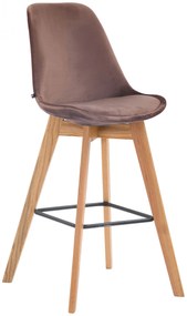 Barová stolička Metz ~ zamat, drevené nohy natura - Hnedá