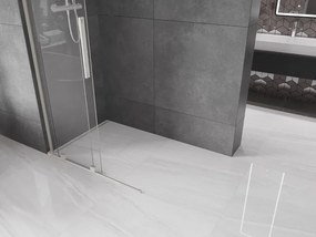 Mexen Velar L, posuvná sprchová zástena Walk-in 120 x 200 cm, 8mm číre sklo, brúsená oceľ, 871-120-003-03-97