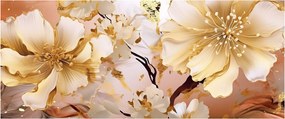 Obraz - Zlaté kvety (120x50 cm)