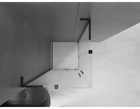 Mexen Velar L Duo, sprchový kút s posuvnými dverami 90 x 90 cm, 8mm sklo námraza, čierna matná, 871-090-090-02-33-70