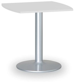 Konferenčný stolík ZEUS II, 660x660 mm, sivá podnož, doska biela