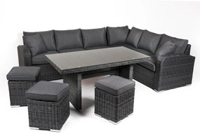 Záhradný rohový nábytok BELMONT tmavosivý pravý