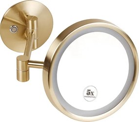 Bemeta Design Kozmetické zrkadlo, ø 200 mm, s LED osvetlením, mat, zlatá light - 170101149