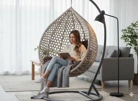Závesné kreslo SOLARIA XL sivé / hnedé / tmavosivé FAT0223