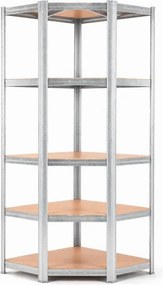 Regál 180x90x40 cm rohový pozinkovaný 5-polícový, nosnosť 875 kg