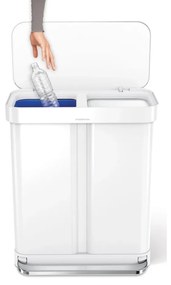 Simplehuman Pedálový odpadkový kôš na triedený odpad, 58 l, biela oceľ