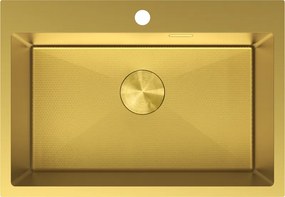 Mexen Solix, 1-komorový nerezový drez 650 x 450 mm, brúsená zlatá, vzor voština, 6403651000-55HC
