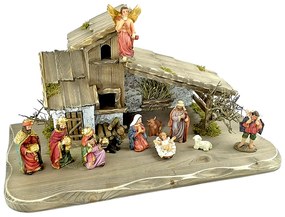 AMADEA Drevený betlehem šedohnedý BEZ FIGURÍK 45 cm