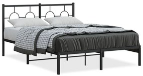 Kovový rám postele s čelom čierny 135x190 cm 376225
