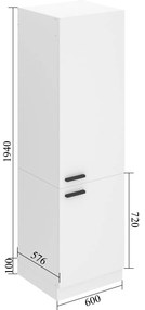 Vysoká kuchynská skrinka Belini Premium Full Version pre vstavanú chladničku 60 cm dub sonoma