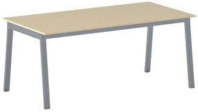 Rokovací kancelársky stôl PRIMO BASIC, 160x80 cm, sivostrieborná podnož, dub prírodný
