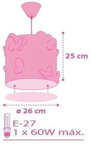 Dalber 62142 - Detský luster BUTTERFLY 1xE27/60W/230V