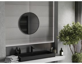 Mexen Loft, okrúhle kúpeľňové zrkadlo 60 cm, farba rámu čierna matná, 9850-060-060-000-70