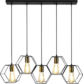 Toolight Toolight, závesné svietidlo 5xE27 APP1133-5CP, čierna-zlatá, OSW-40005