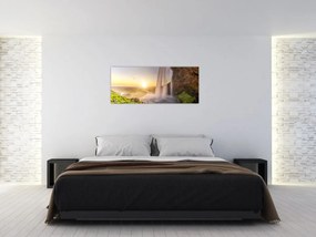 Obraz - Seljalandsfoss spoza vnútra jaskyne (120x50 cm)