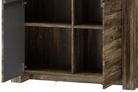 Vitrína Belveder 102 cm 12 s LED osvětlením dub Stirling