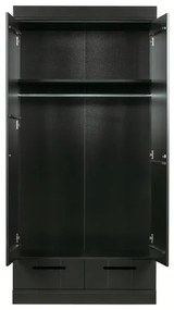 Čierna šatníková skriňa z borovicového dreva 94x195 cm Connect - WOOOD
