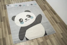 Detský koberec Emily Kids 5864A Panda sivý / tyrkysový