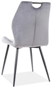 Jedálenská stolička Arco Velvet, svetlo sivá / čierna