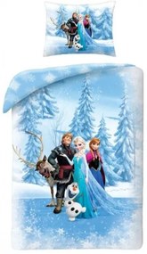 HALANTEX - Dievčenské bavlnené posteľné obliečky Ľadové kráľovstvo Frozen - Elsa, Anna, Olaf a Sven / 140 x 200 cm + 70 x 90 cm
