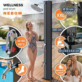 Solárna sprcha s krytom HAVANA, 60 l, čierna Casaria