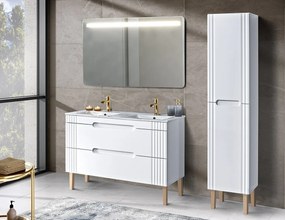 Kúpeľňová zostava Fiji so zápustnými umývadlami, skrinkami a zrkadlami 120 cm biela/dub coast evoke