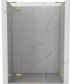 Mexen Lunar, ľavé otočné sprchové dvere 155 cm, 8mm číre sklo, zlatý matný profil, 834S-155-050-55-00-L