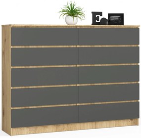 Komoda Kurtinaitis 10SZ (dub artisan + sivá). Akcia -14%. Vlastná spoľahlivá doprava až k Vám domov. 1128683