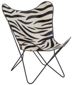 Bielo-čierne kožené salónne kreslo Zebra - 75*87*86 ​​cm