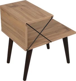 Nočný stolík KIVARO s kovovým detailom, borovica