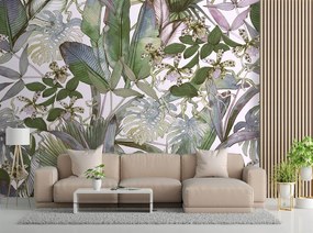 Gario Fototapeta Monstera a tropické listy v pastelových farbách Materiál: Vliesová, Rozmery: 100 x 70 cm