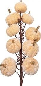 Dekoračná vetvička so zamatovými tekvicami Pumpkin Velvet - 6*4*56 cm