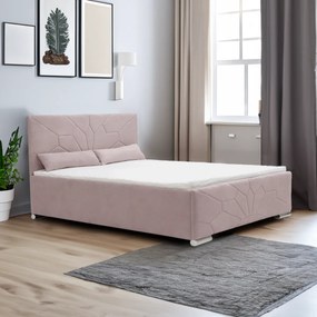 Čalúnená posteľ s úložným priestorom a matracom SOLO 140 x 200 cm Růžový